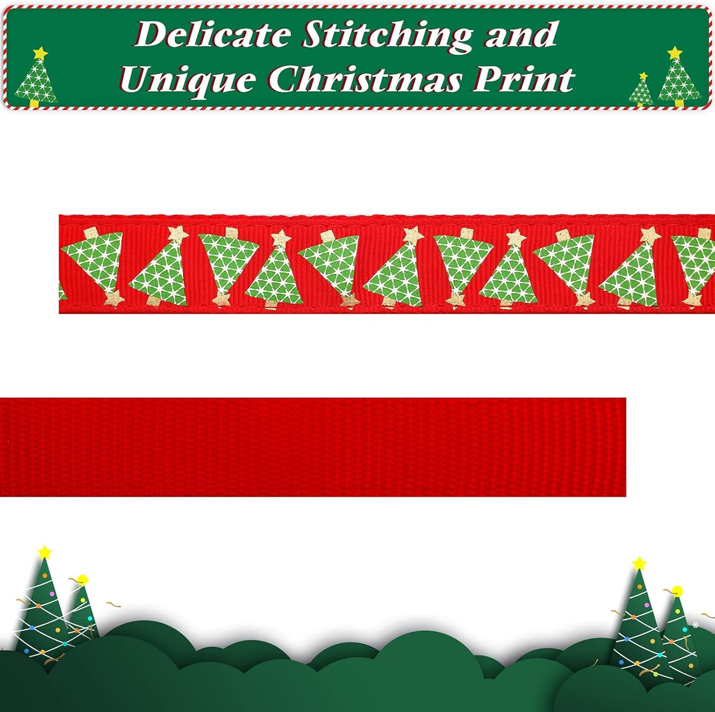 Festive Green Tree Adjustable Dog Collar with Bow Tie - Perfect for Medium Dogs This Christmas!