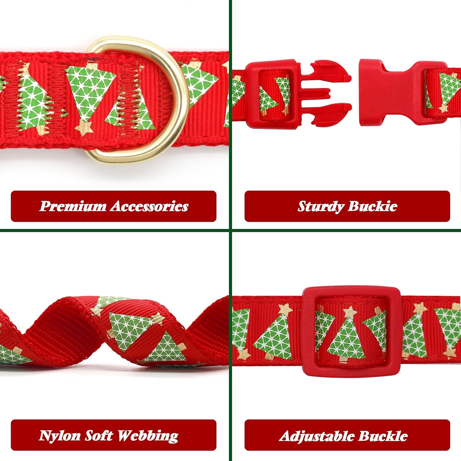 Festive Green Tree Adjustable Dog Collar with Bow Tie - Perfect for Medium Dogs This Christmas!