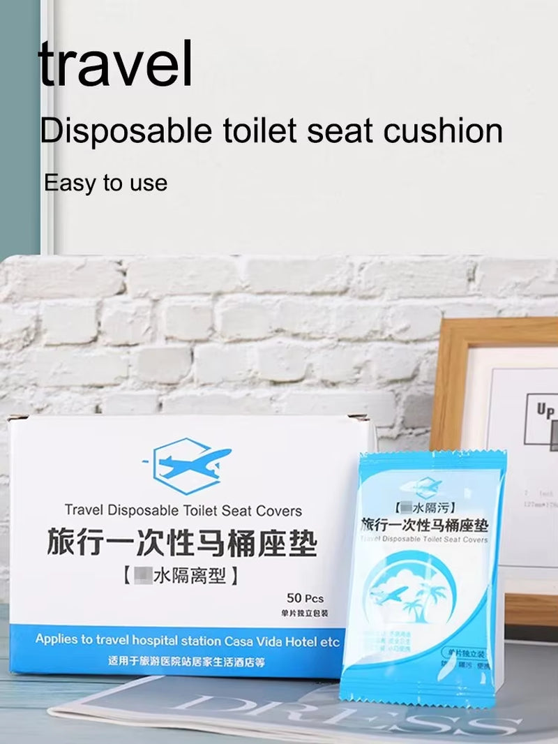 50PCS Individually Wrapped Waterproof Disposable Toilet Seat Covers - Travel-Friendly Non-Slip Protectors