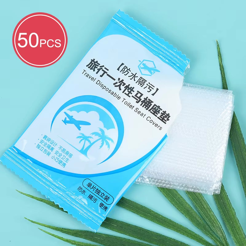 50PCS Individually Wrapped Waterproof Disposable Toilet Seat Covers - Travel-Friendly Non-Slip Protectors