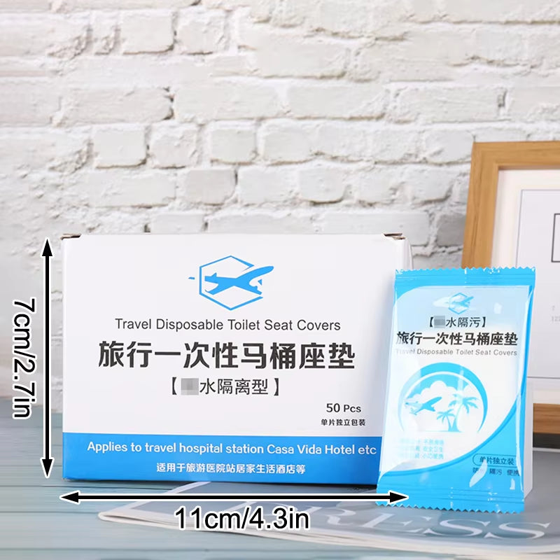50PCS Individually Wrapped Waterproof Disposable Toilet Seat Covers - Travel-Friendly Non-Slip Protectors