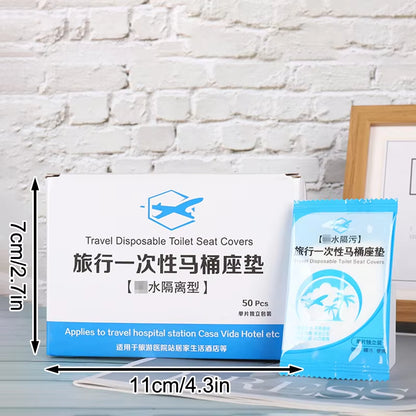 50PCS Individually Wrapped Waterproof Disposable Toilet Seat Covers - Travel-Friendly Non-Slip Protectors